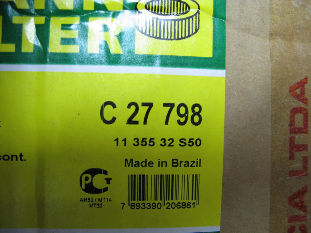 FILTRO AR FORD CARGO/VW 14.200/14.220/16.220/16.300/35.300/40.300 CUMMINS