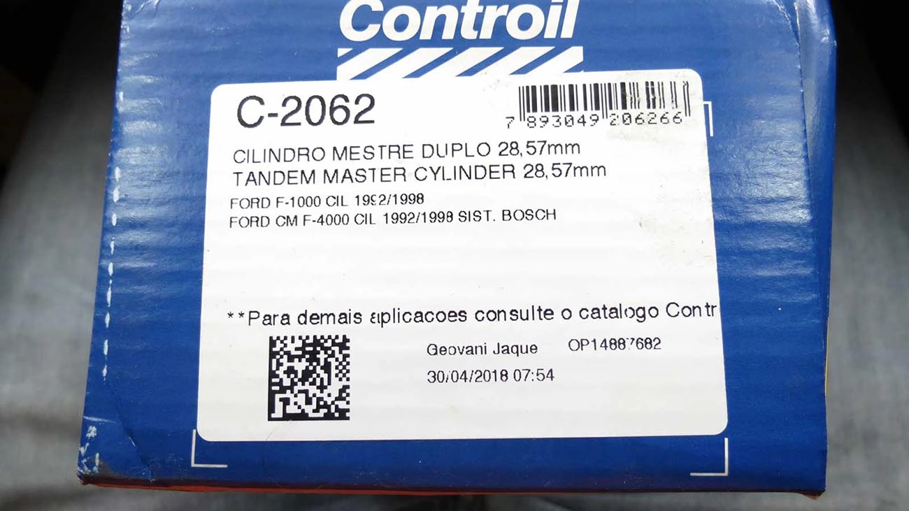 CILINDRO MESTRE FREIO DUPLO 1.1/8 28,57MM FORD F-1000/4000 92/98