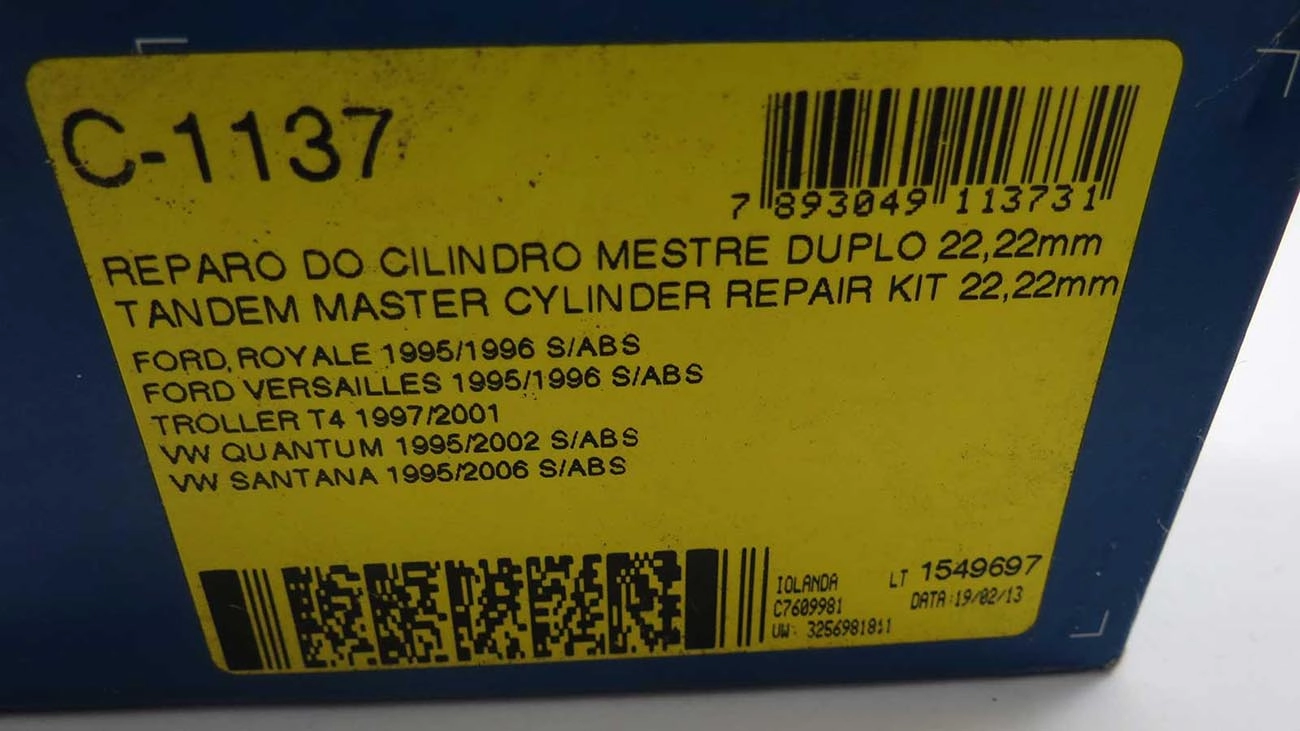 REPARO CILINDRO MESTRE DUPLO 22.22MM VW SANTANA/QUANTUM 95/ S/ABS 7/8