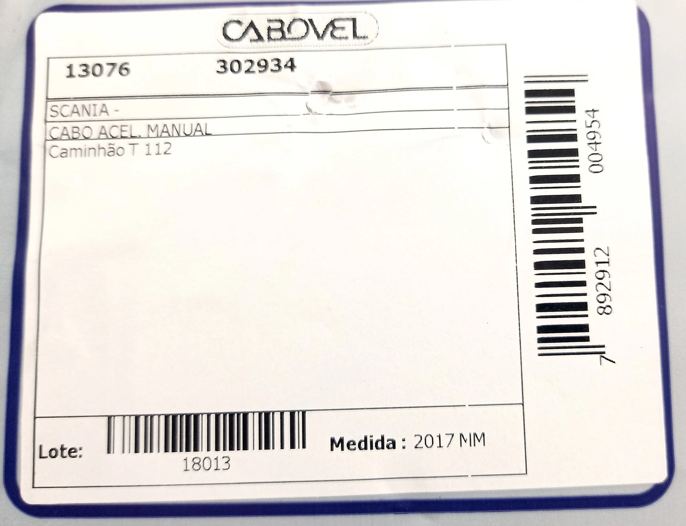 CABO PARADA MOTOR SCANIA CAMINHOES T 112 2017MM