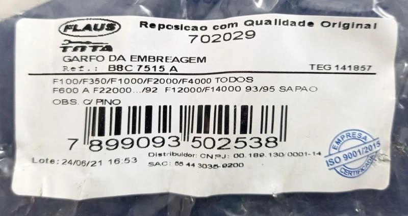GARFO EMBREAGEM FORD F-100/350/400/600/1000/4000/11000/12000/13000