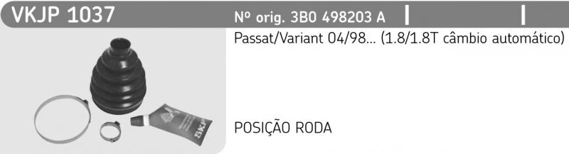 KIT REPARO HOMOCINÉTICA LADO RODA VW PASSAT/VARIANT 1.8 04.98/