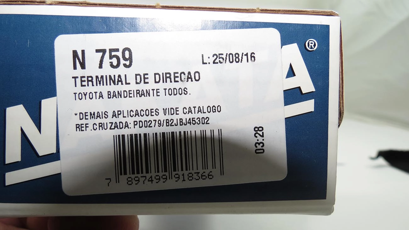 TERMINAL DIREÇÃO ROSCA ESQUERDA PINO LONGO M17X1,5 BARRA CENTRAL CURVA TOYOTA BANDEIRANTE TODOS