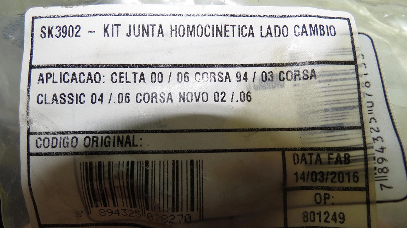 KIT REPARO HOMOCINÉTICA LADO CÂMBIO GM CORSA 94/01 - CELTA 01/16 - 20X54X94MM