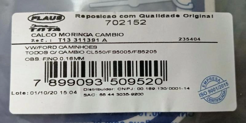 CALÇO DA MORINGA DO CÂMBIO - VW/FORD CAMINHÕES