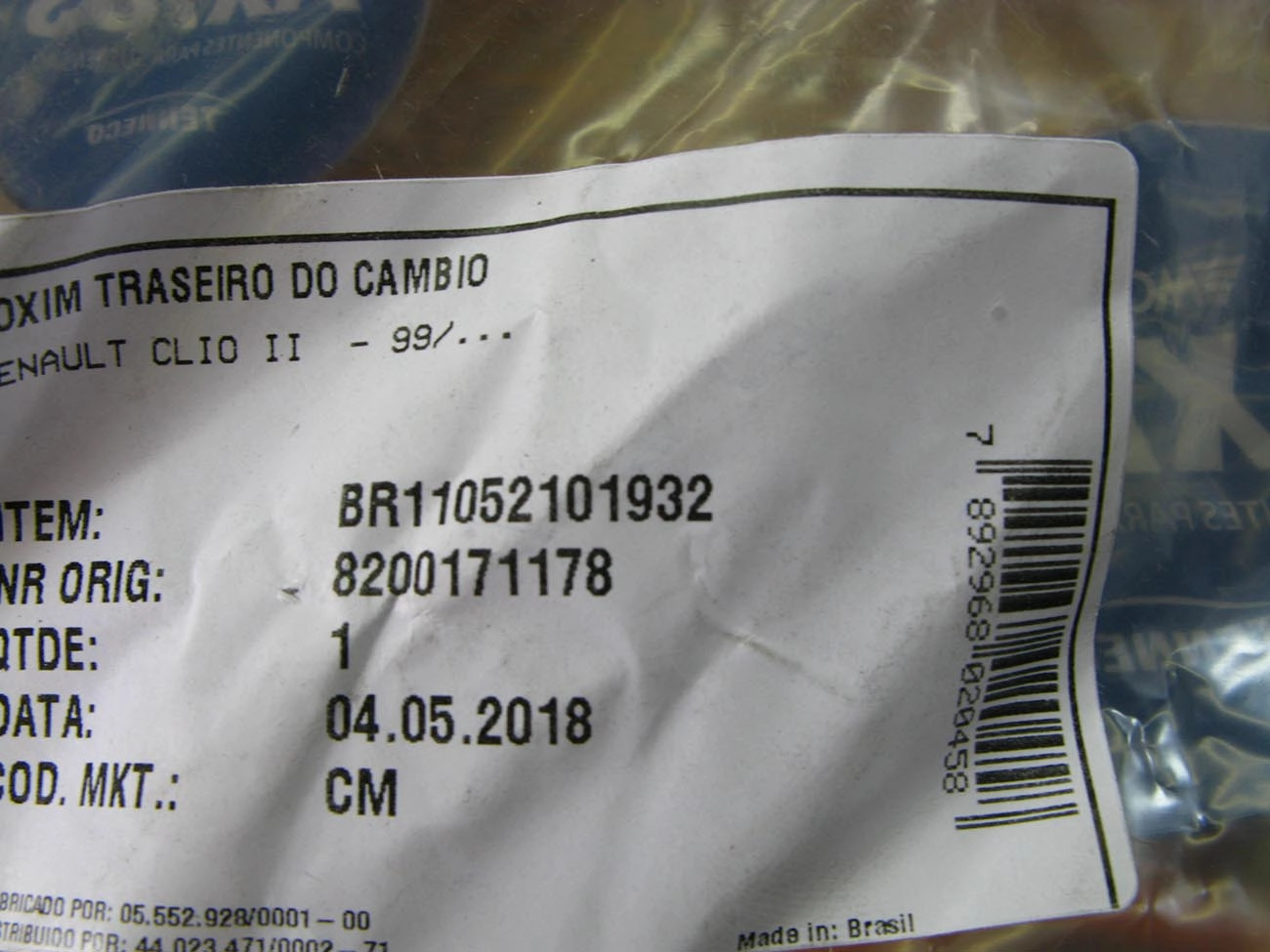 COXIM/SUPORTE TRASEIRO CÂMBIO CÂMBIO/TRANSMISSÃO MANUAL TIPO BIELA RENAULT CLIO 98/ MEGANE 01/ TORCIDA BASE QUADRADA