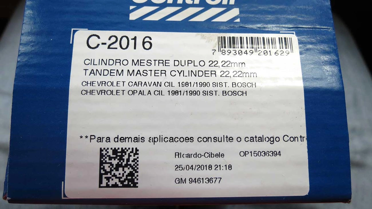 CILINDRO MESTRE FREIO DUPLO 22.22MM 7/8P GM OPALA/CARAVAN 81/90 SISTEMA BOSCH