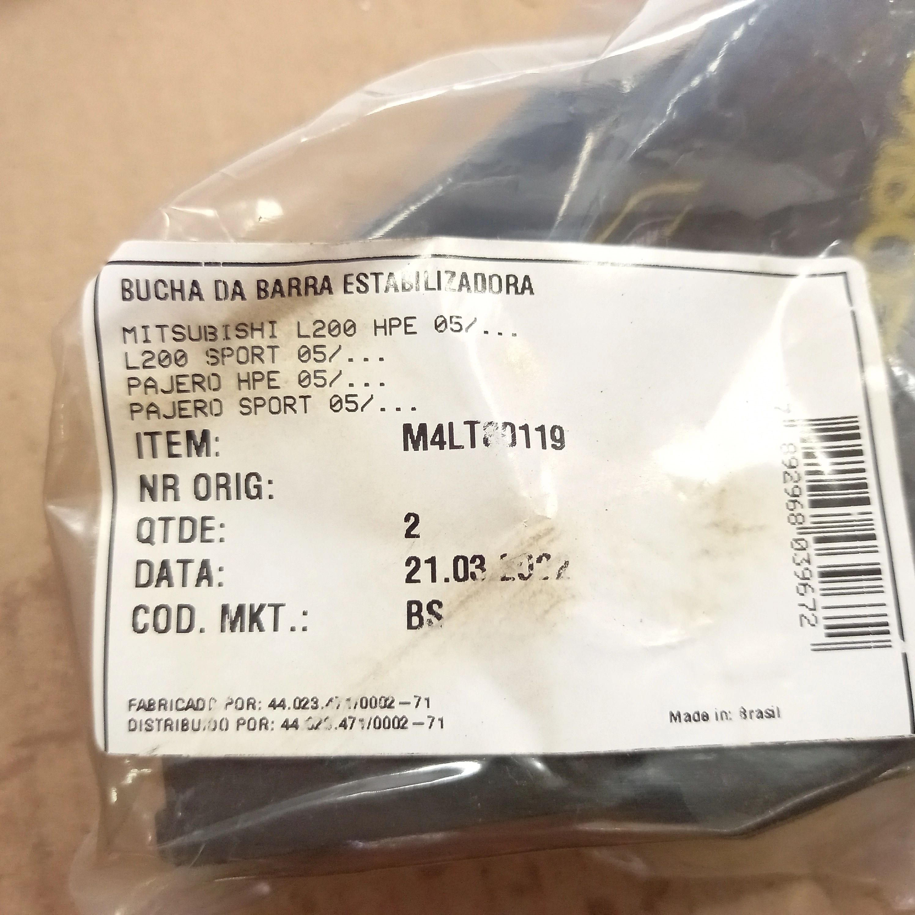 BUCHA ESTABILIZADOR DIANTEIRO MITSUBISHI L200/SPORT/PAJERO/SPORT 05/ - FURO 28MM
