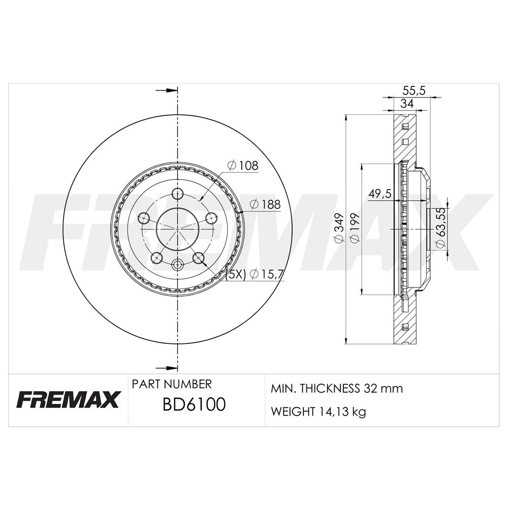DISCO FREIO DIANTEIRO VENTILADO 349,50MM LAND ROVER DISCOVERY SPORT 20/22 RANGE EVOQUE V349,50MM