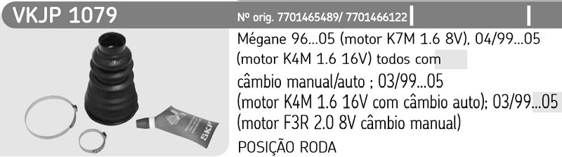 KIT REPARO HOMOCINÉTICA LADO RODA RENAULT MEGANE 1.6 96/05