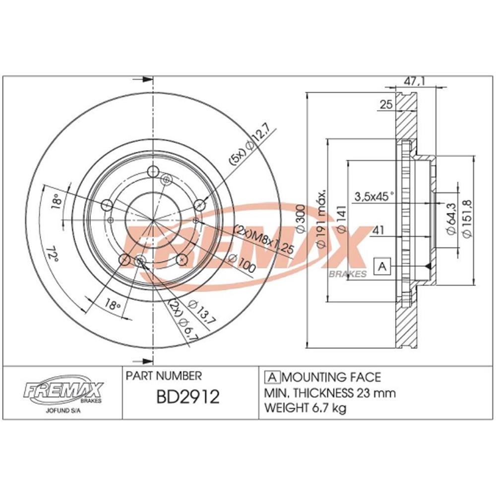 DISCO FREIO DIANTEIRO VENTILADO 300MM HONDA CIVIC 2.0 SI 07/11 2.4 14/15 CR-V 05/07