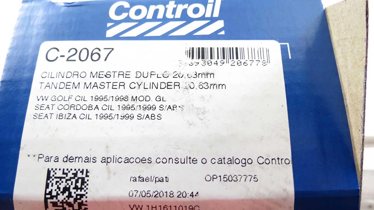 CILINDRO MESTRE FREIO SEAT CORDOBA 96/99 IBIZA 94/99 VW GOLF 94/98 - 20,63MM - 13/16