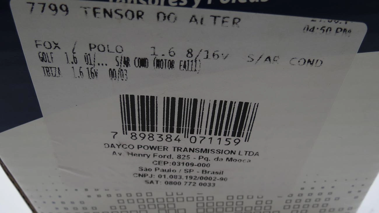 TENSOR CORREIA ALTERNADOR VW GOLF/POLO 1.6 2001/ - FOX 1.0/1.6 - S/ACD - IBIZA 1.6 16V 00/03 C/ACD