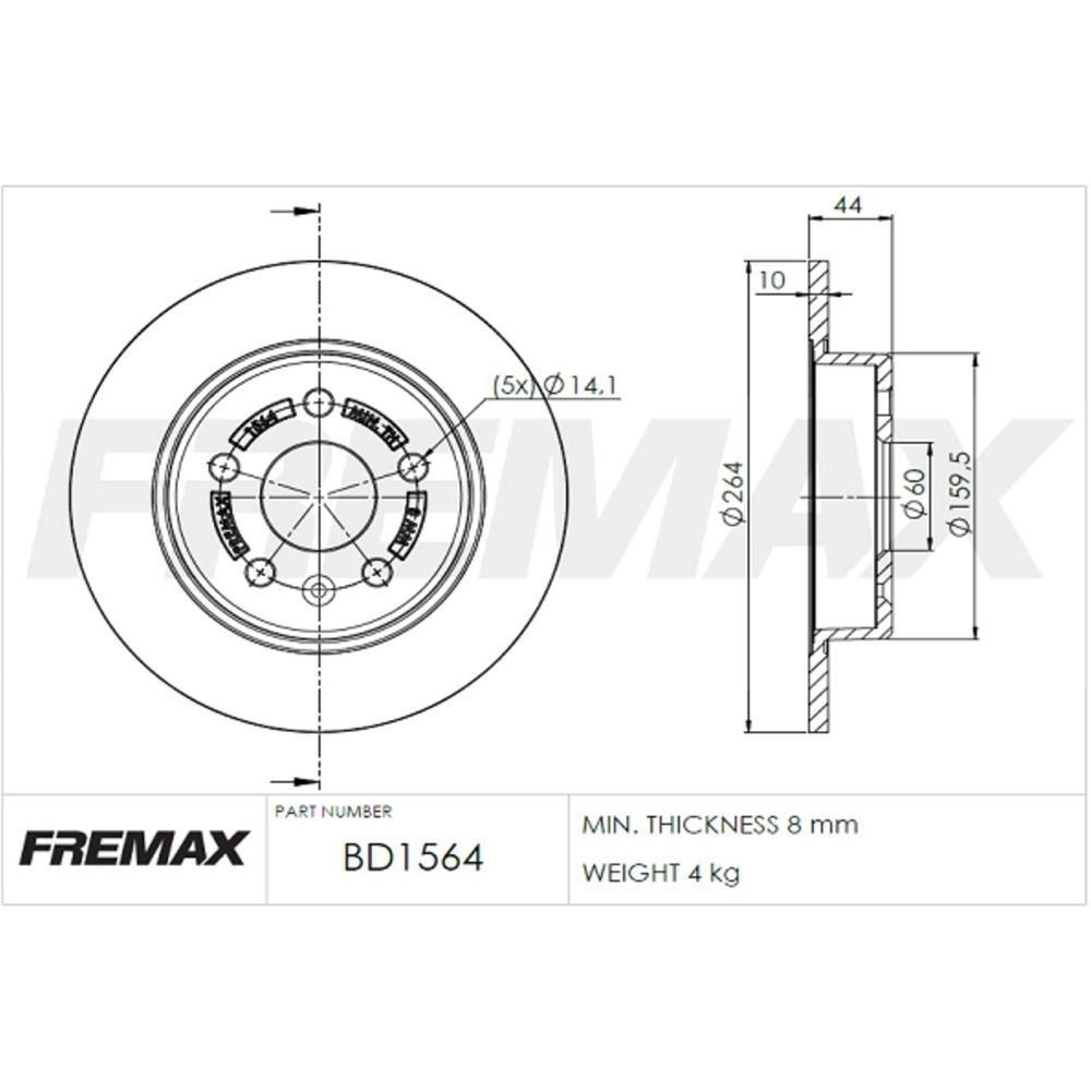 DISCO FREIO TRASEIRO SÓLIDO 264MM GM BOLT 2019/2023 CRUZE 1.4 TURBO 2017/ SOLIDO