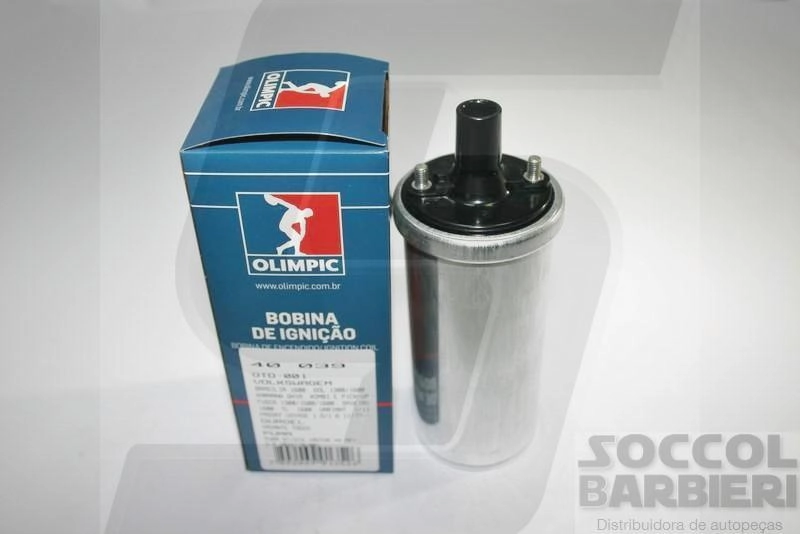 BOBINA IGNIÇÃO CILÍNDRICA VW FUSCA/BRASILIA/KOMBI/VARIANT/PASSAT/GOL A AR COM PLATINADO