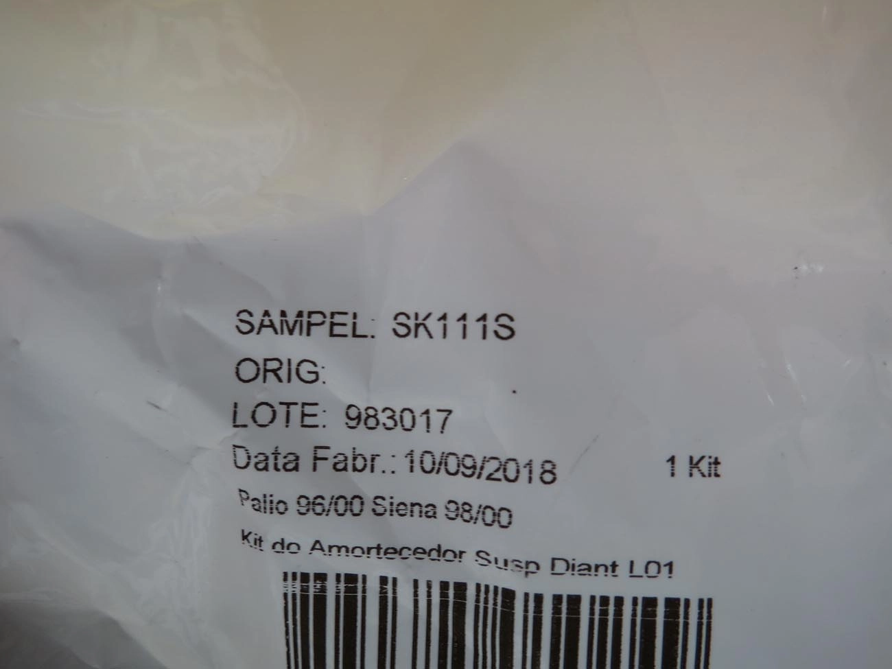 KIT AMORTECEDOR DIANTEIRO BATENTE COIFA FIAT PALIO/SIENA 96/ EXCETO NOVO PALIO/GRAND
