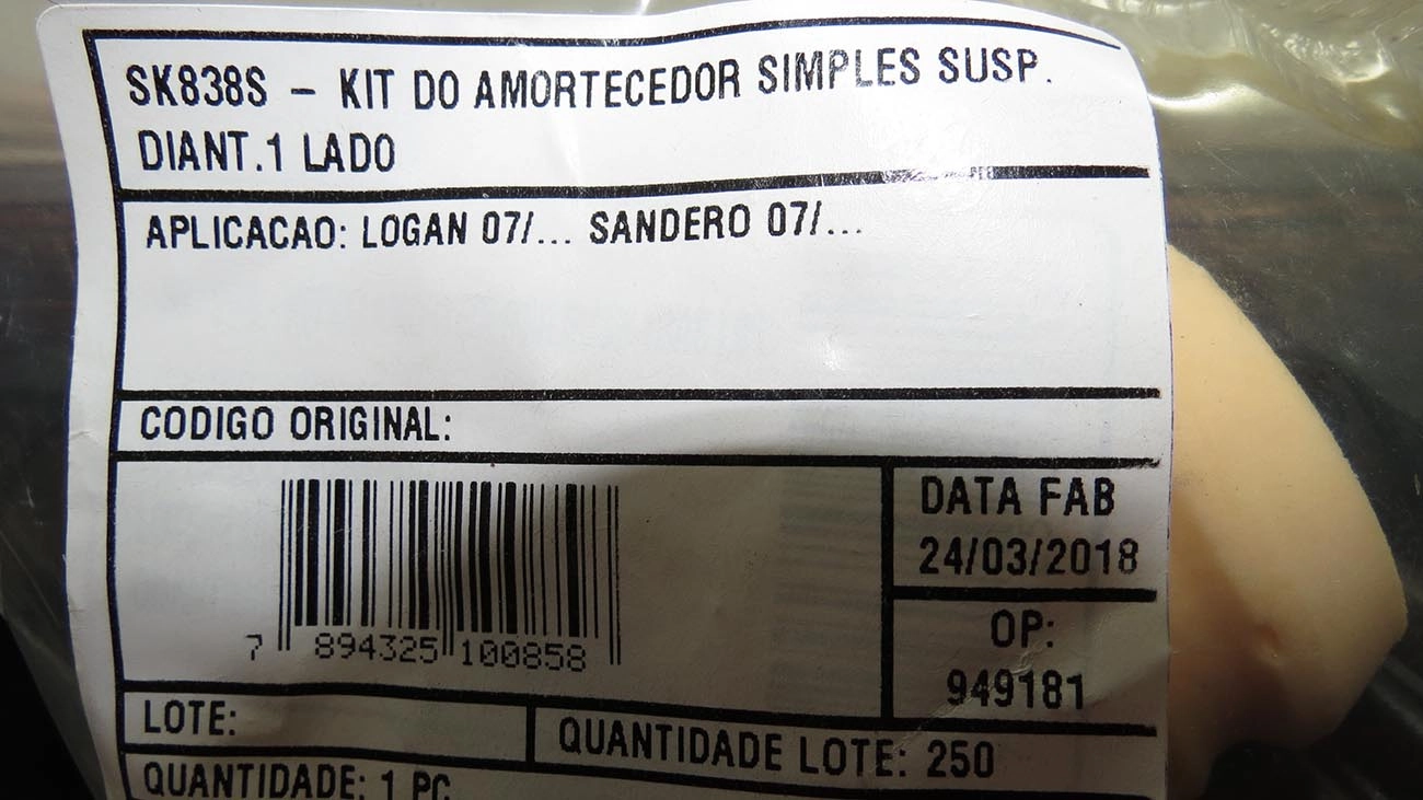 KIT AMORTECEDOR DIANTEIRO BATENTE COIFA LOGAN/SANDERO 07/ CAPTUR 17/ DUSTER 12/