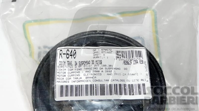 COXIM TRASEIRO SUSPENSÃO MOTOR VW 13.170/15.170/17.250/17.310/24.250/26.250/26.260/26.300/26.310/40.300 CUMM