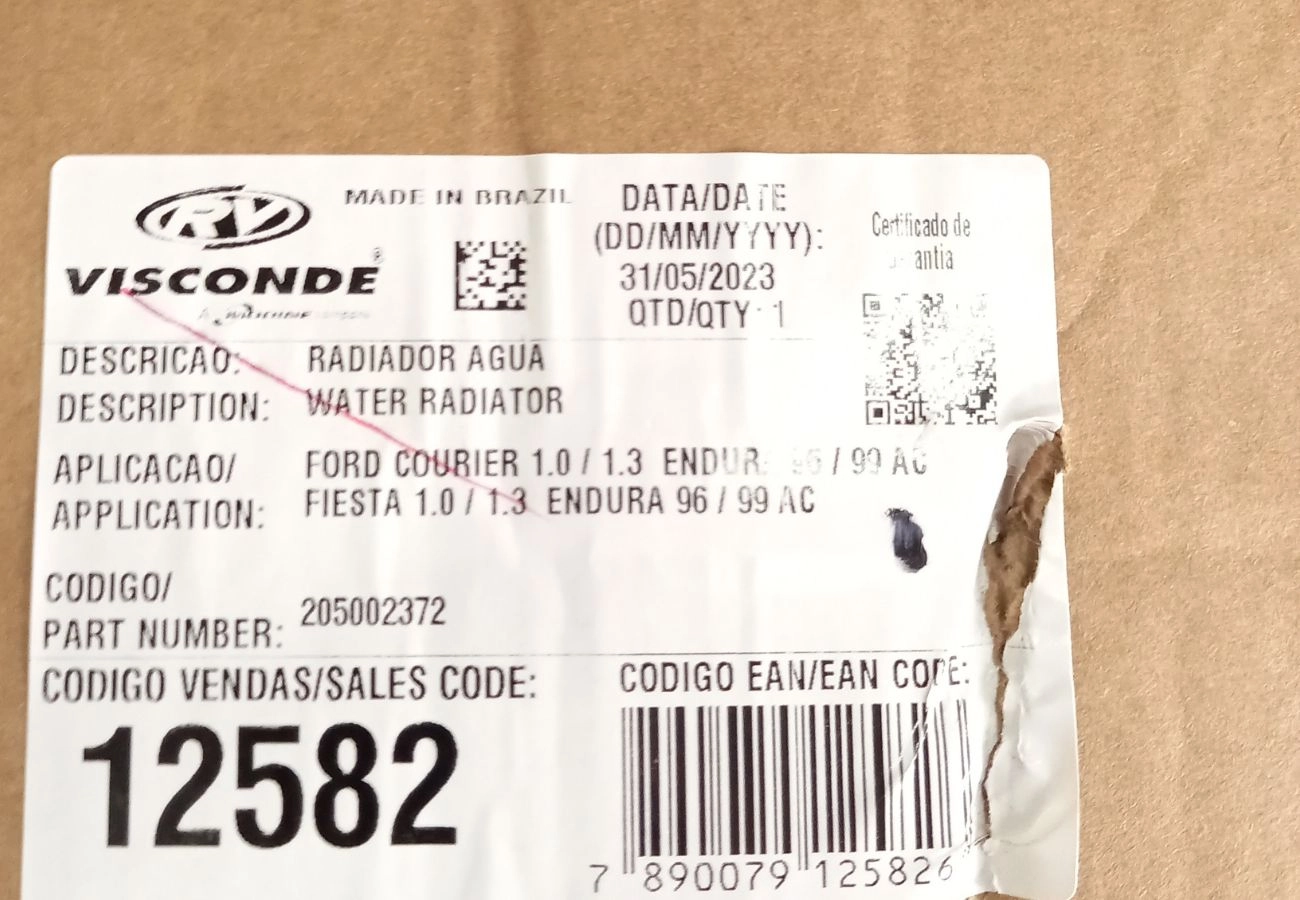 RADIADOR MOTOR EXPANDIDO FORD FIESTA/COURIER 1.0/1.3 8V 1996/1999 - COM AR CONDICIONADO - MANUAL