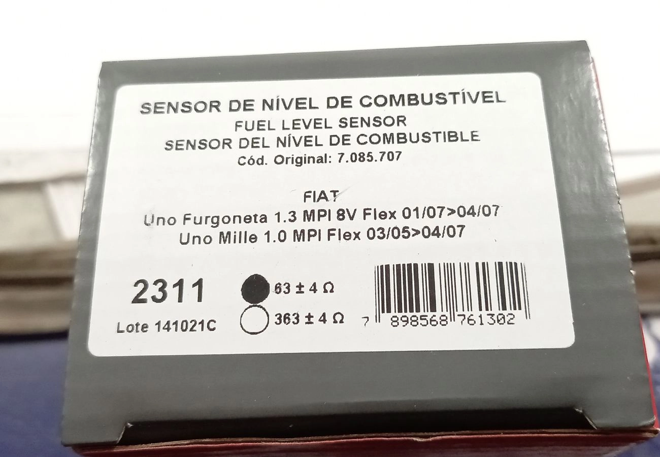 SENSOR/BOIA DE NÍVEL COMBUSTÍVEL FIAT UNO 1.0/1.3 8V 2005/ - MPI