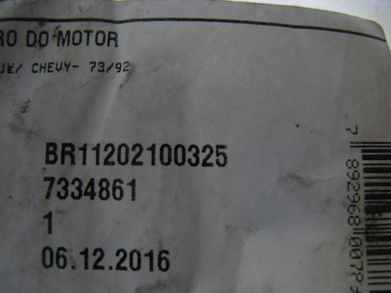 COXIM ESQUERDO MOTOR PINTA BRANCA (WHITE) GM CHEVETTE/CHEVY 73/94