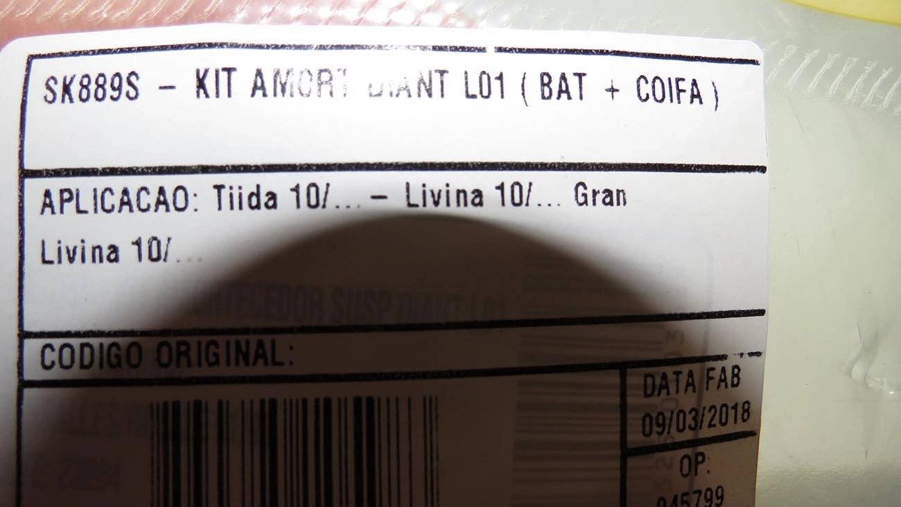 KIT AMORTECEDOR DIANTEIRO NISSAN TIIDA/LIVINA/GRAND LIVINA 2010/ - BATENTE/COIFA