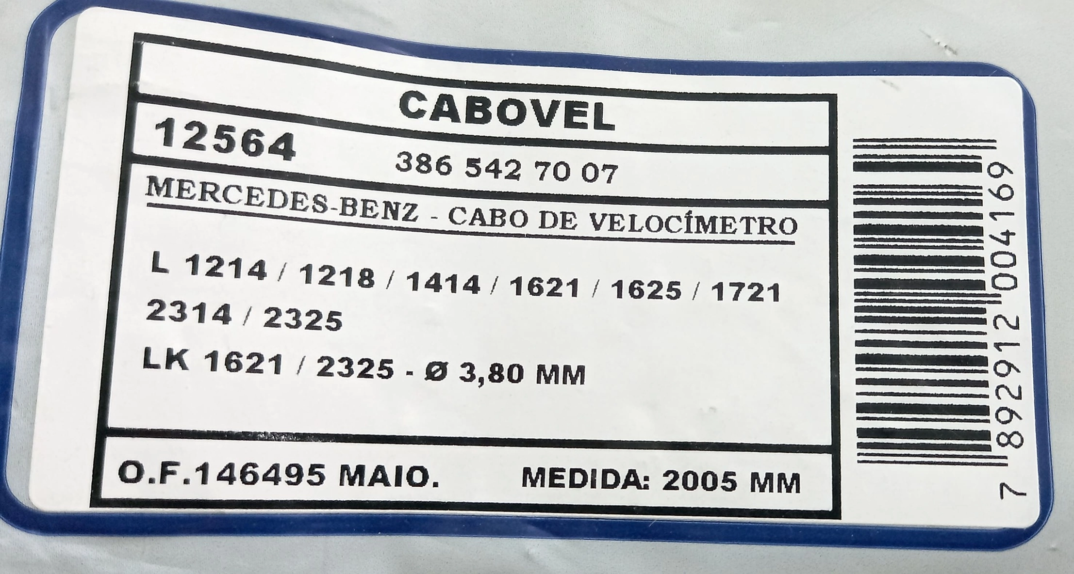 CABO VELOCIMETRO MB L 1214/1218/1414/1621/1625/1721/2314/2325/LK-1621/2325 2005MM