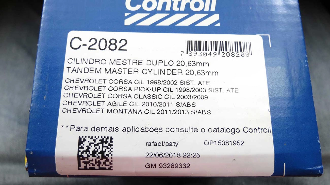 CILINDRO MESTRE FREIO 20.63MM PROFUNDIDADE PISTÃO 44MM GM CORSA 8V 98/02 CLASSIC 03/09 MONTANA 11/13