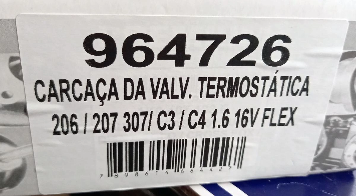 VALVULA TERMOSTATICA PLASTICA COM SENSOR CITROEN C3/C4 1.6 16V - PEUGEOT 206/207/307 1.6 16V