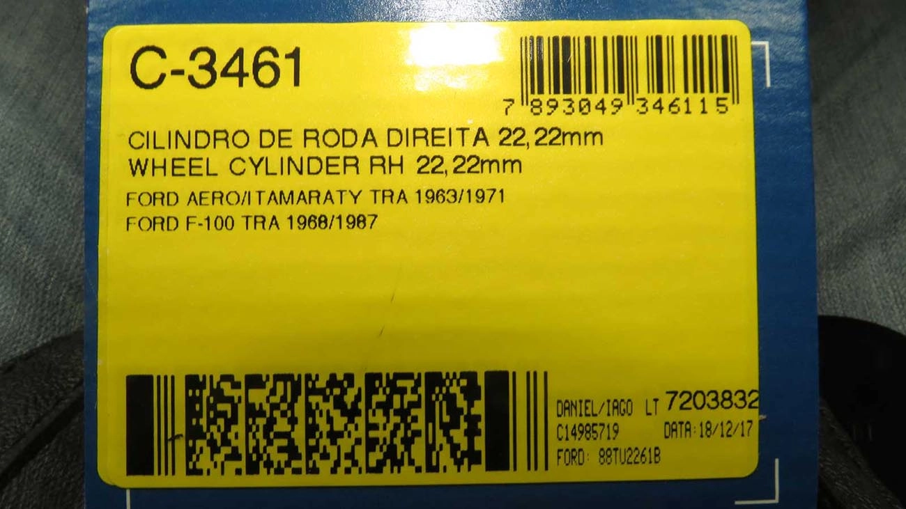 CILINDRO RODA FREIO TRASEIRO LADO DIREITO TRASEIRA DIREITA FORD F-100 68/87 AERO ITAMARATY 63/71 7/8 22,22MM