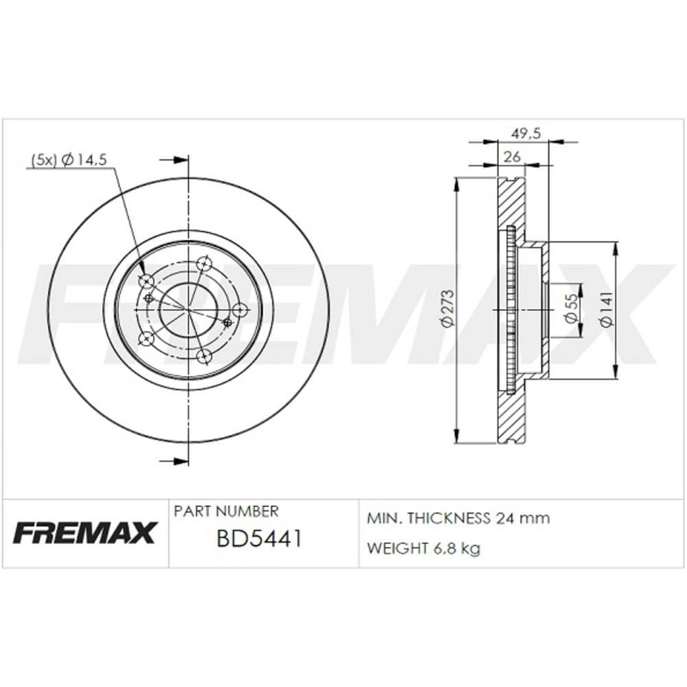 DISCO FREIO DIANTEIRO VENTILADO 273MM TOYOTA NOVO COROLLA 1.8/2.0 2008/2015