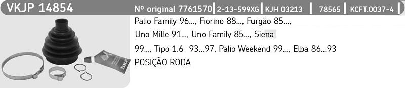 KIT REPARO COIFA HOMOCINÉTICA LADO RODA FIAT PALIO/SIENA 96/ TIPO 1.6 93/97 UNO 91/09 23X77X88MM