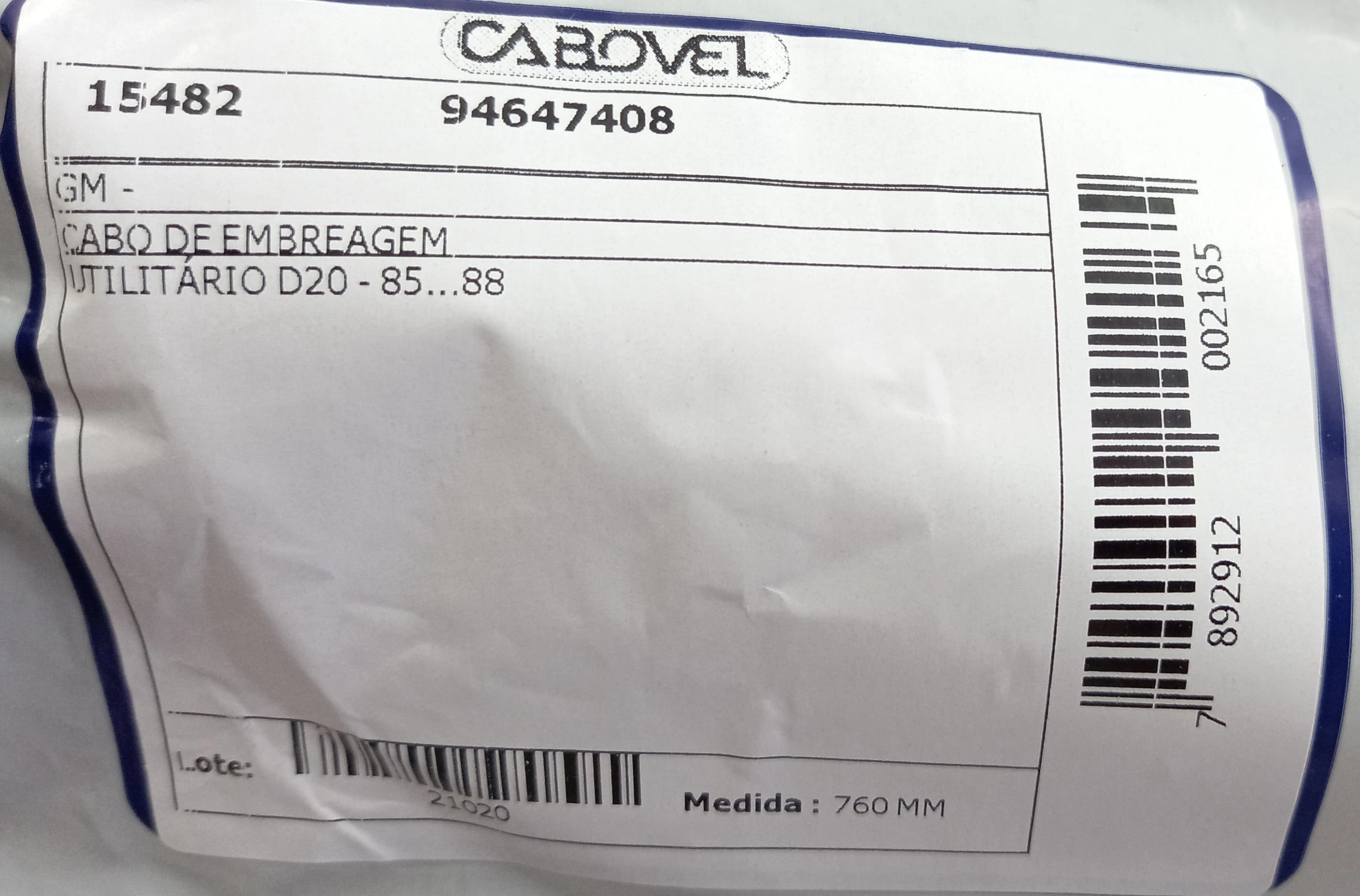 CABO EMBREAGEM 760MM GM D-20 85/88