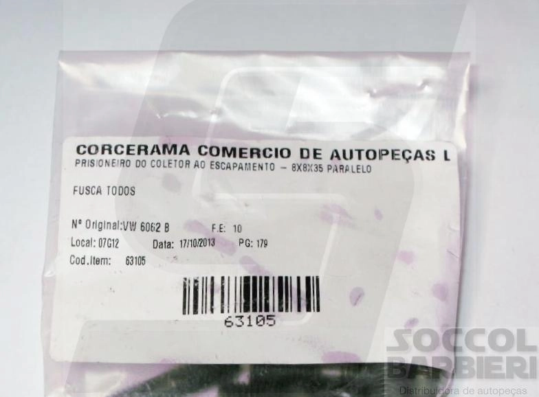 PRISIONEIRO COLETOR AO ESCAPAMENTO VW TODOS 8X8X35