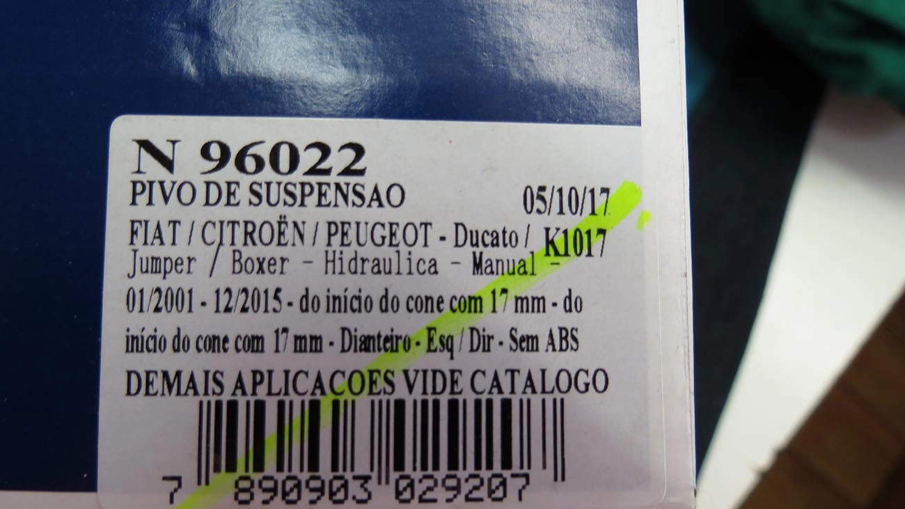 PIVÔ SUSPENSÃO 17MM FIAT DUCATO 98/17 - CITROEN JUMPER 00/17 - PEUGEOT BOXER 98/17 - 17MM
