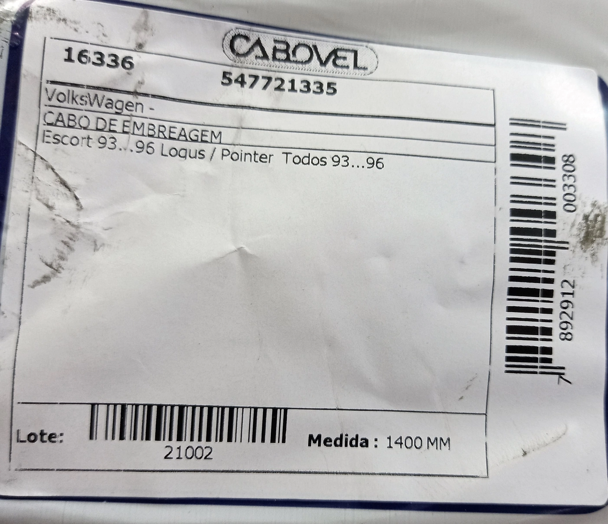 CABO EMBREAGEM 1400MM VW LOGUS/POINTER TODOS 93/96 1400