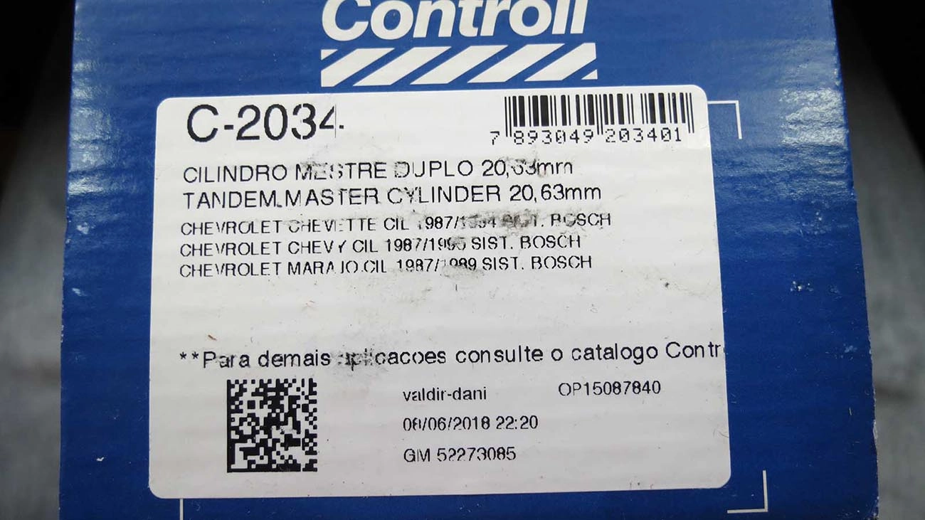 CILINDRO MESTRE FREIO DUPLO 20.63MM SISTEMA BOSCH GM CHEVETTE/CHEVY 87/95 TODOS