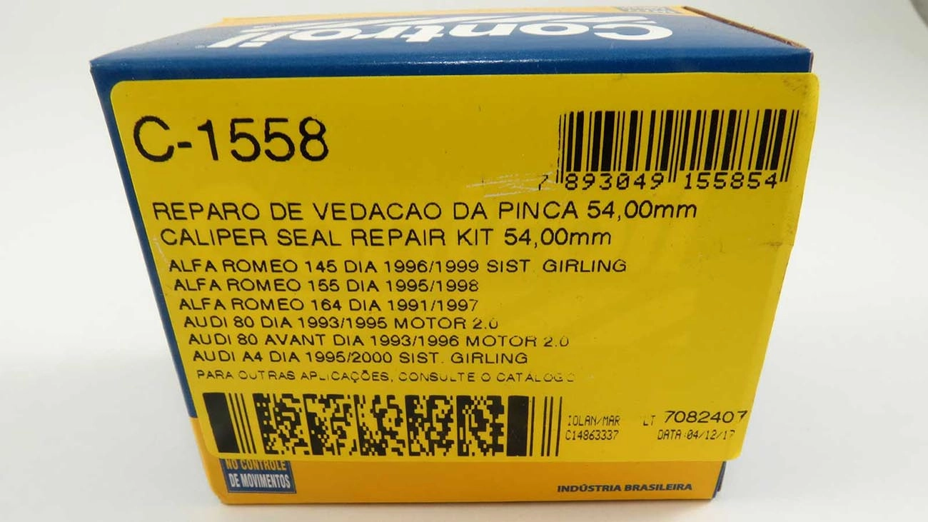 REPARO VEDAÇÃO PINÇA 54.00MM CILINDRO RODA VW GOLF GL/GLX/GTI 94/98 -PASSAT/VARIANT 95/ -POLO CLASSIC/VAN 97/ 54MM DIA
