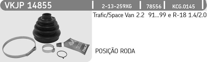 KIT REPARO COIFA HOMOCINÉTICA LADO RODA GM MONZA 82/96 KADETT/IPANEMA RENAULT R19 94/97 22X83X84MM