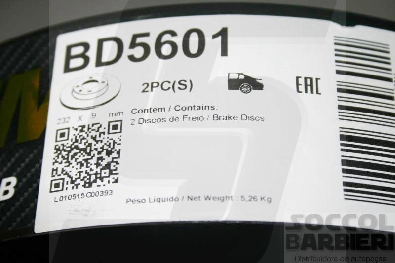 DISCO FREIO TRASEIRO SÓLIDO 232MM 5 FUROS VW GOLF 99/ NOVO POLO 02/ AUDI A3 TODOS SOLIDO