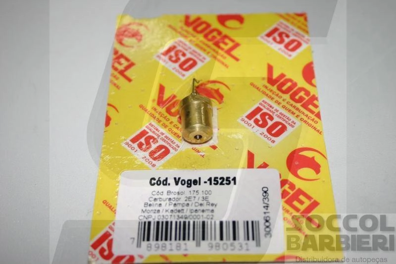 AGULHA CARBURADOR BROSOL 2E/3E VW GOL/VOYAGE/PARATI/SANTANA/PASSAT/APOLLO EMBUTIR