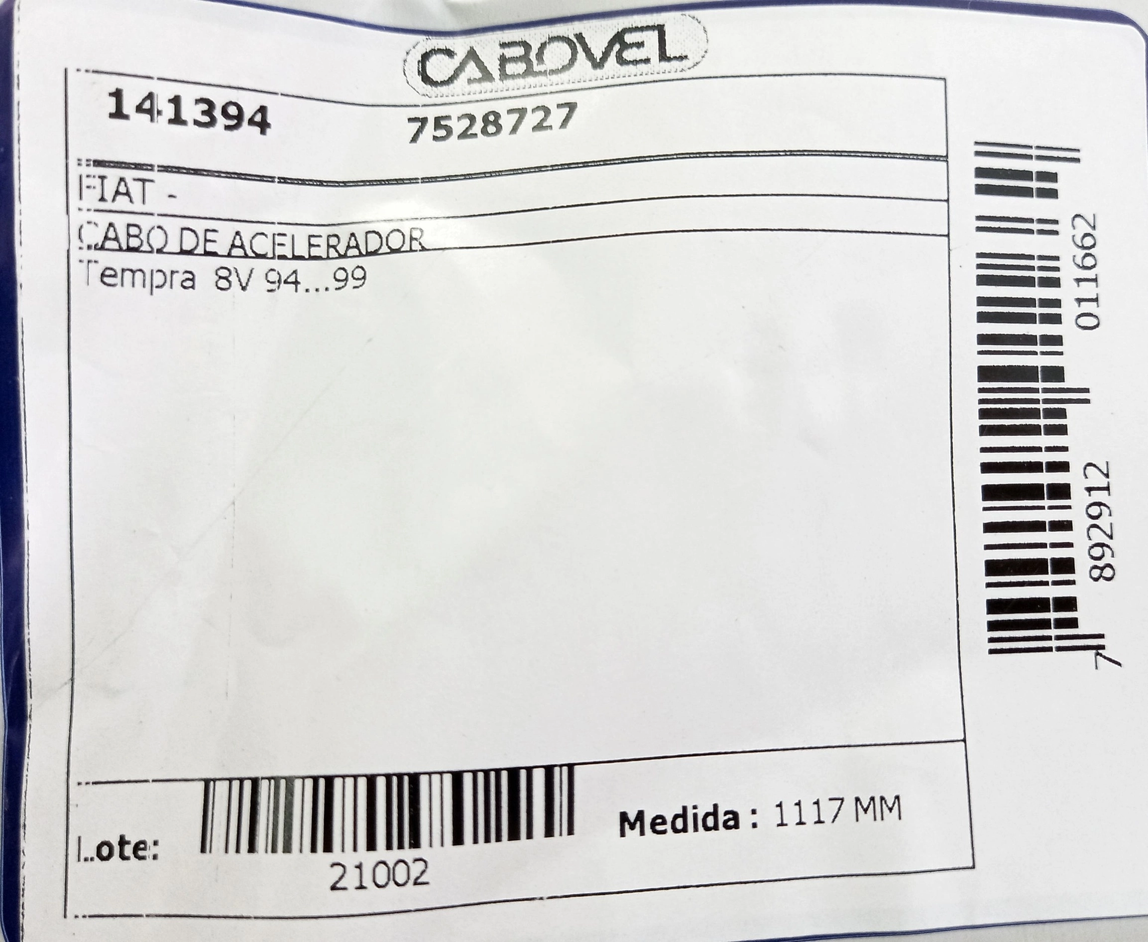 CABO ACELERADOR FIAT TEMPRA 8V - 94/99 1117MM