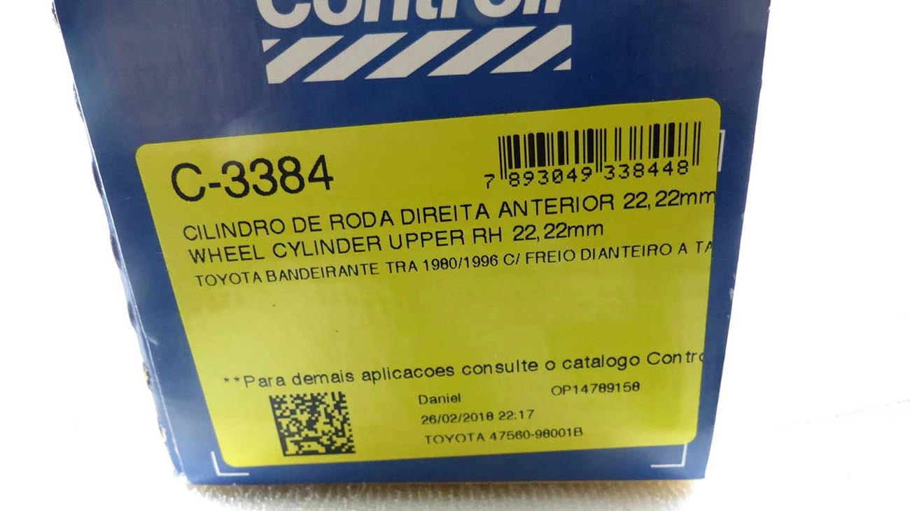 CILINDRO RODA FREIO TRASEIRO ANTERIOR/SUPERIOR LADO DIREITO TRASEIRA DIREITA TOYOTA BANDEIRANTE 80/96 7/8 22,22MM