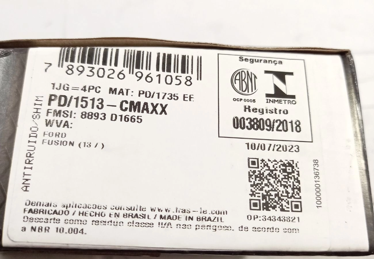 PASTILHA DE FREIO TRASEIRA FORD FUSION 2013/