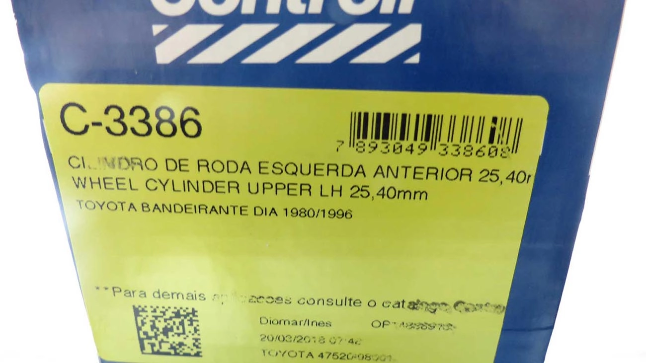 CILINDRO RODA DIANTEIRO ANTERIOR LADO ESQUERDO DIANTEIRA ANTERIOR/SUPERIOR TOYOTA BANDEIRANTE 80/96 1P
