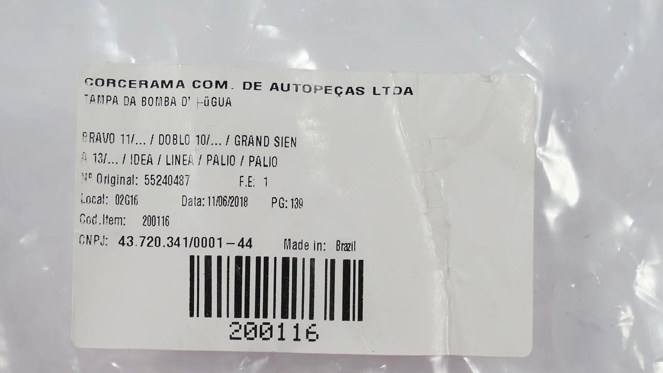 TAMPA BOMBA DA ÁGUA FIAT BRAVO/CRONOS/GRAN SIENA/PALIO/TORO/PUNTO - E.TORQ