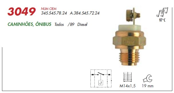SENSOR TEMPERATURA MB CAMINHOES /89 - COM ALARME SONORO