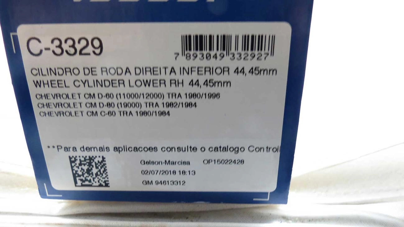 CILINDRO RODA FREIO TRASEIRO LADO DIREITO INFERIOR TRASEIRA DIREITA GM A/C/D-60/80 80/96 D11000/12000 1-3/4 44,45MM