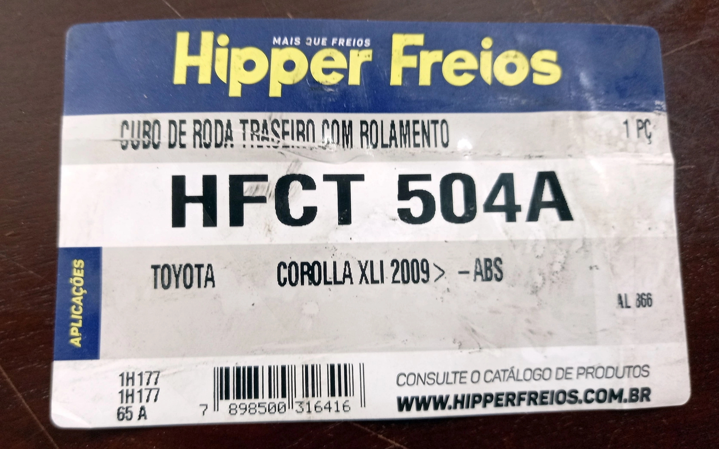 CUBO TRASEIRO COM ROLAMENTO SEM ABS TOYOTA COROLLA 2009/ - 5 FUROS
