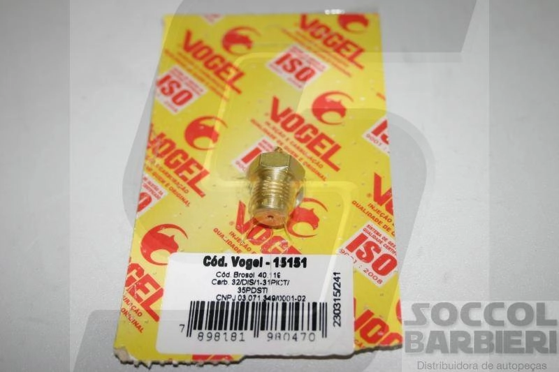 AGULHA CARBURADOR BROSOL SIMPLES 35 PDSI VW PASSAT/VOYAGE